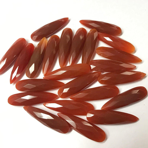 4pc 30x8mm Red Onyx Pear Long Drops Briolette Loose Side Drilled Calibrated Size - Jalvi & Co.