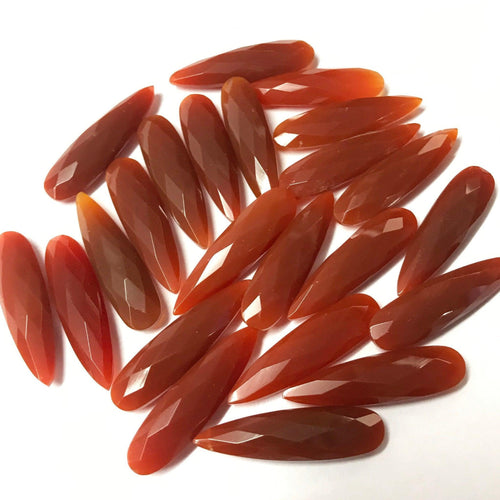 4pc 30x8mm Red Onyx Pear Long Drops Briolette Loose Side Drilled Calibrated Size - Jalvi & Co.