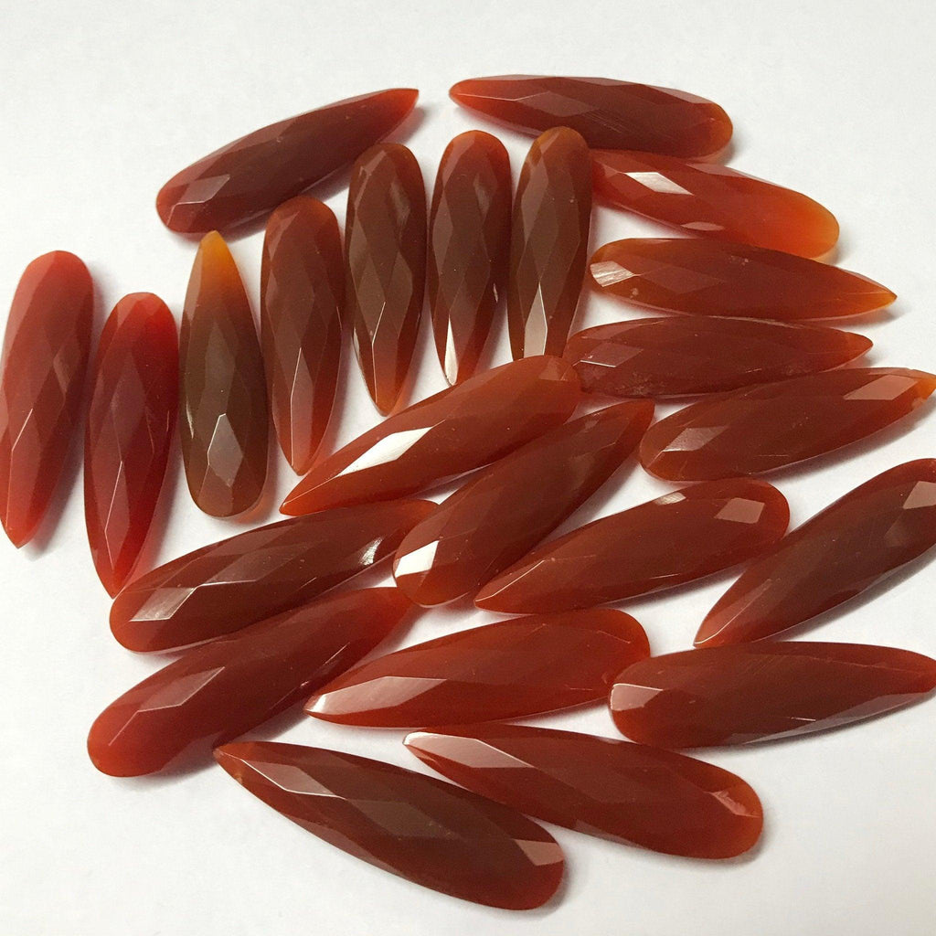 4pc 30x8mm Red Onyx Pear Long Drops Briolette Loose Side Drilled Calibrated Size - Jalvi & Co.