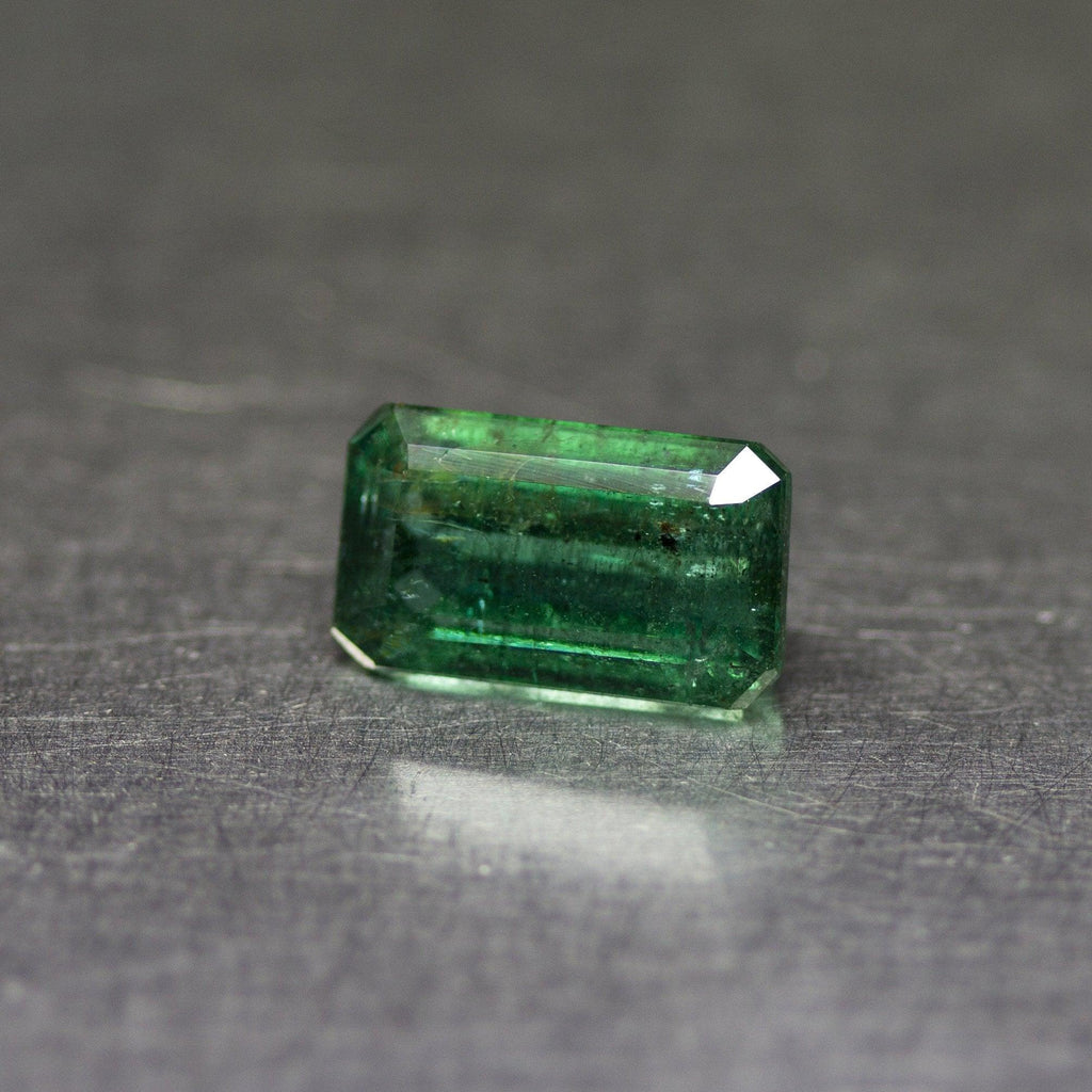 5.56cts, Natural Untreated Green Zambian Emerald Cut Loose Gemstone, Emerald Gemstone, Natural Emerald - Jalvi & Co.