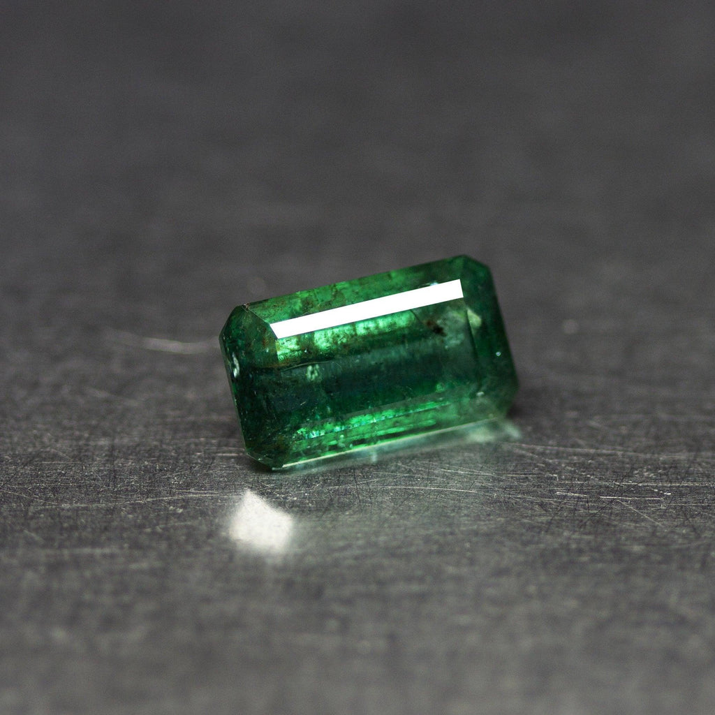 5.56cts, Natural Untreated Green Zambian Emerald Cut Loose Gemstone, Emerald Gemstone, Natural Emerald - Jalvi & Co.