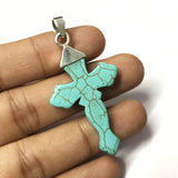 5.8g, Totally Handmade Turquoise 925 Sterling Silver Holy Cross Pendant, Turquoise Pendant