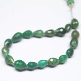 5 inch, 6-8mm, Green Emerald Faceted Tear Drop Beads Necklace, Emerald Beads