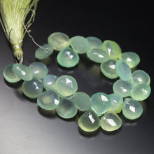 Load image into Gallery viewer, 5 inches, 10-12mm, Natural Prehnite Green Chalcedony Faceted Heart Drop Beads, Chalcedony Beads - Jalvi &amp; Co.
