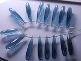 5 Match London Blue Quartz Faceted Drpos Shape Briolettes, 35mm Large Size Calibrated Size