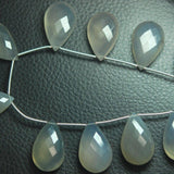 5 Match Pair -Aaa Grey Chalcedony Faceted Pear Briolettes 16X25mm Large Size Calibrated Size