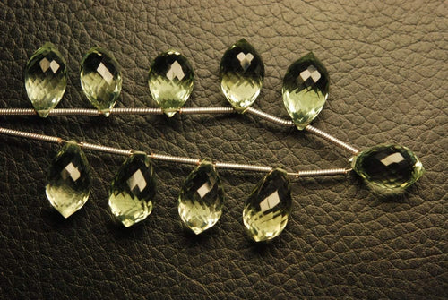 5 Match Pair, Super Rare, AAA Green Amethyst Faceted Chandelier Drops Briolette's, Calibrated Size, 14X8mm - Jalvi & Co.