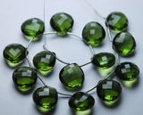 5 Match Pair, Super Rare,Olive Quartz Faceted Heart Shape Briolettes Calibrated Size 14mm