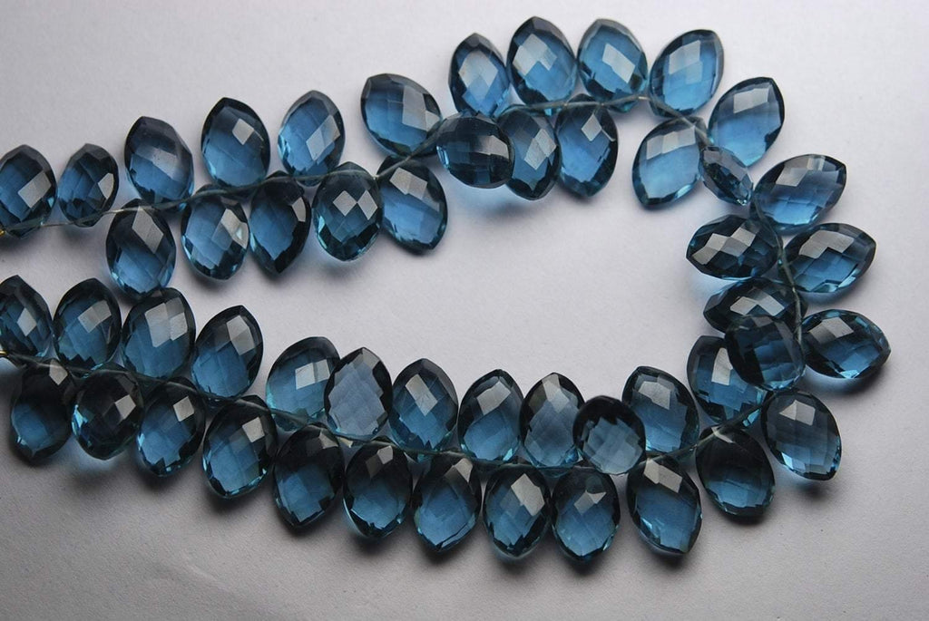 5 Match Pair,Calibrated Size,London Blue Quartz,Faceted Marquise Shape Briolettes 12X8mm Long - Jalvi & Co.