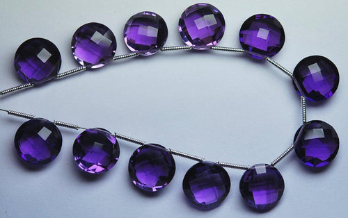 5 Match Pair,Purple Amethyst Quartz Faceted Coins Briolettes 10mm Size Calibrated Size - Jalvi & Co.