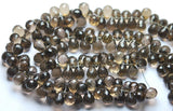 5 Match Pair,Super Rare Aaa Natural Smoky Quartz Faceted Drops Shape Briolettes Calibrated Size 8X12mm