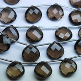 5 Matched Pair, Aaa Natural Smoky Quartz Faceted Match Heart Briolettes, 12mm, Calibrated Size