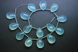 5 Matched Pair, Aaa Quality, Aqua Chalcedony Smooth Pear Shape Briolettes, 10X14mm