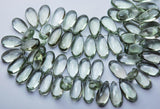 5 Matched Pair, Finest Quality, Natural Green Amethyst Smooth Pear Shape Briolettes, 15X7mm Size.