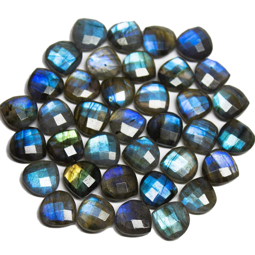 5 Matched Pair, Finest Quality, Natural Labradorite Faceted Heart Shape Briolettes, 10mm Size. - Jalvi & Co.