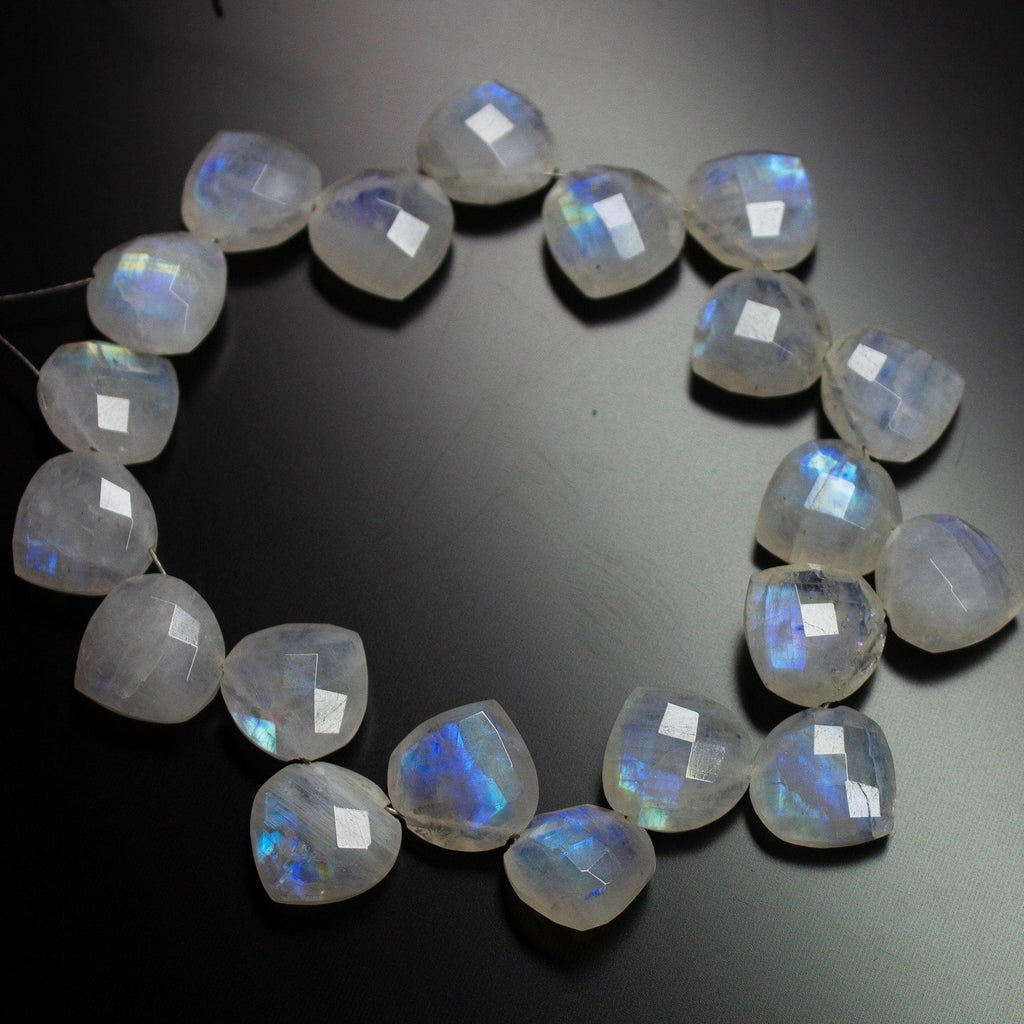 5 Matched Pair, Finest Quality, Natural Moonstone Faceted Heart Shape Briolettes, Bottom Side Drilled, 10mm Size. - Jalvi & Co.