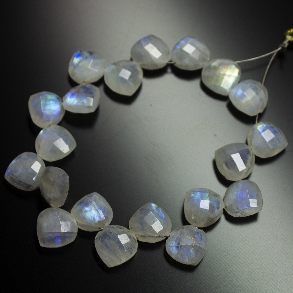 5 Matched Pair, Finest Quality, Natural Moonstone Faceted Heart Shape Briolettes, Bottom Side Drilled, 10mm Size. - Jalvi & Co.