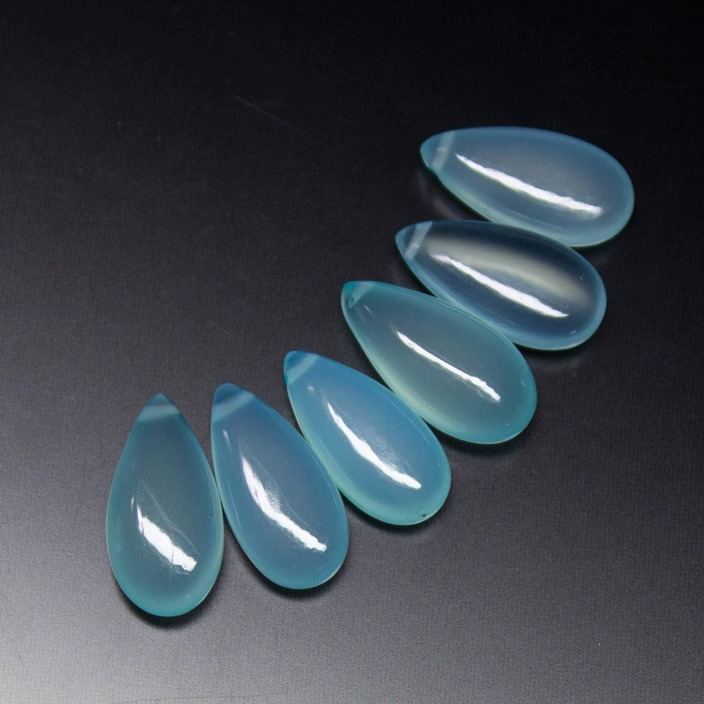 5 Matched Pair, Finest Quality,Aqua Chalcedony Smooth Pear Shape Briolettes, 15X7mm Size. - Jalvi & Co.