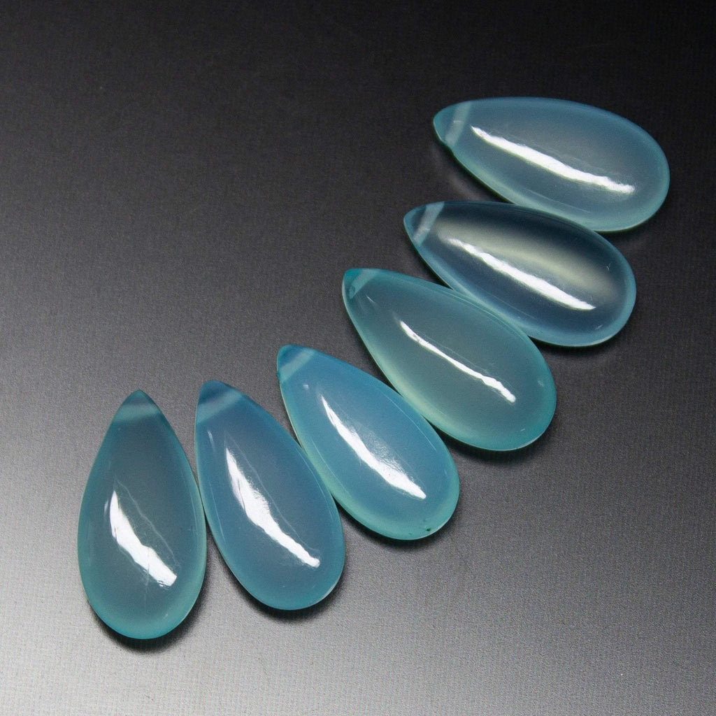 5 Matched Pair, Finest Quality,Aqua Chalcedony Smooth Pear Shape Briolettes, 15X7mm Size. - Jalvi & Co.