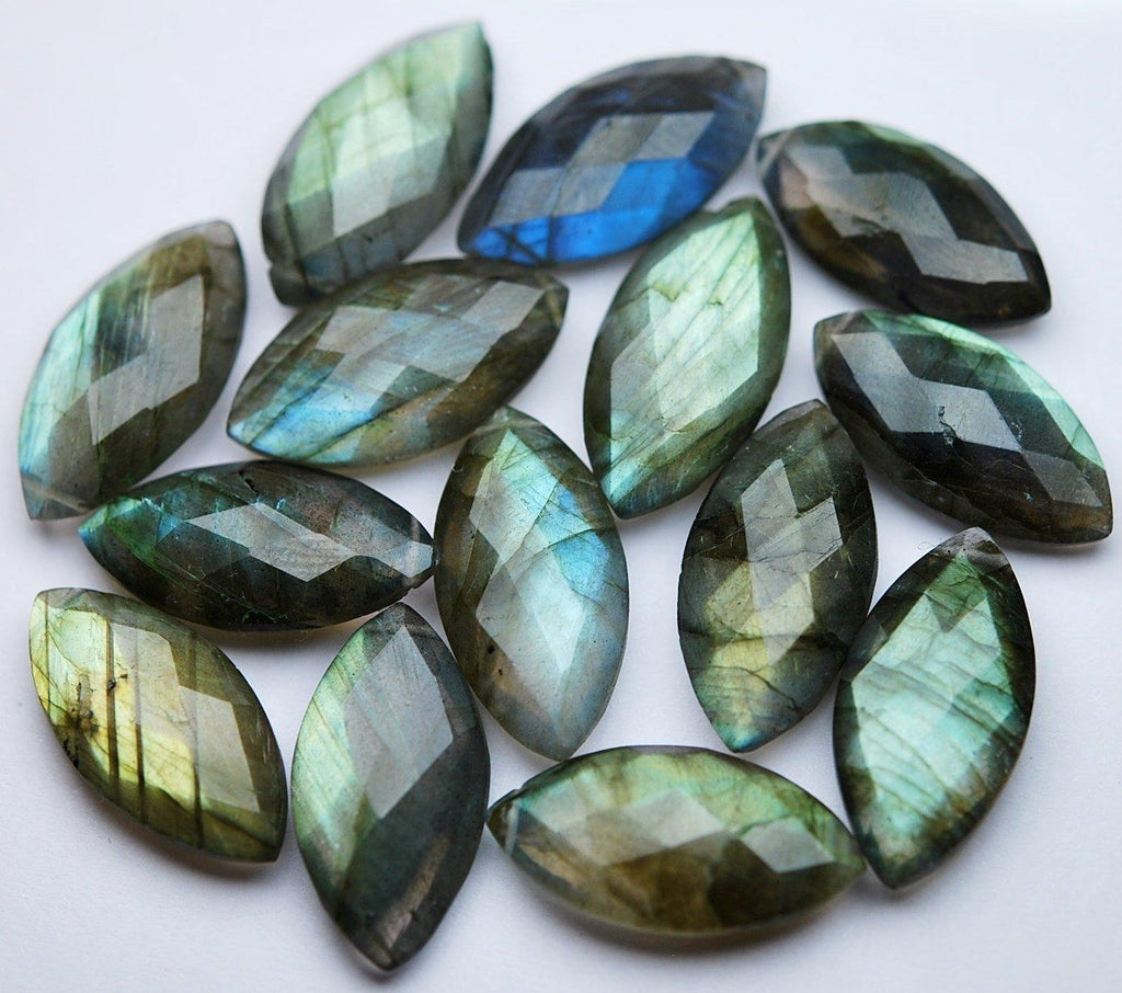 5 Matched Pair, Natural Labradorite Faceted Marquise Shape, 10 Piece Of 10X20mm - Jalvi & Co.