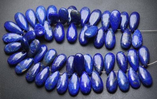 5 Matched Pair Natural Lapis Lazuli Smooth Pear Shape Briolettes 15X7mm Size - Jalvi & Co.