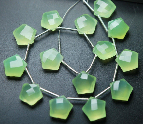 5 Matched Pair Prehnite Chalcedony Faceted Star Shape Briolette's 12mm - Jalvi & Co.