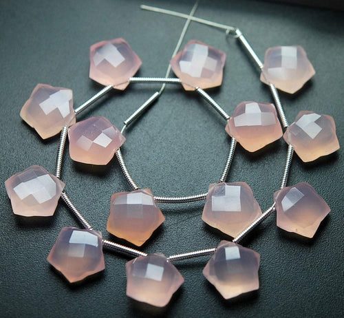 5 Matched Pair Rose Pink Chalcedony Faceted Star Shape Briolettes 12mm - Jalvi & Co.