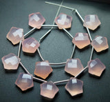 5 Matched Pair Rose Pink Chalcedony Faceted Star Shape Briolettes 12mm