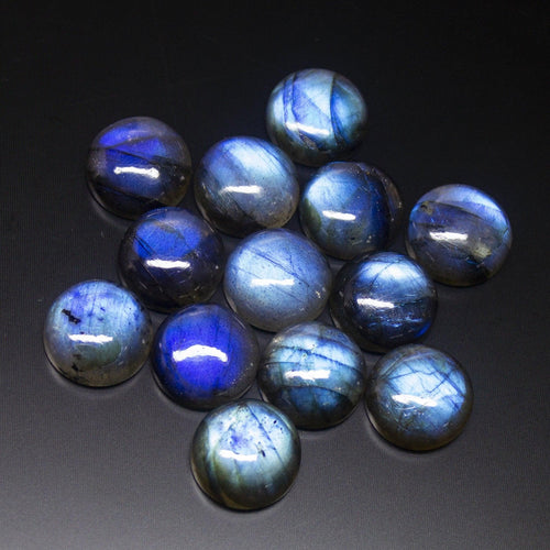 5 Matched Pair, Smooth Round Shape, 14mm Size Cabochons Labradorite Labrador - Jalvi & Co.