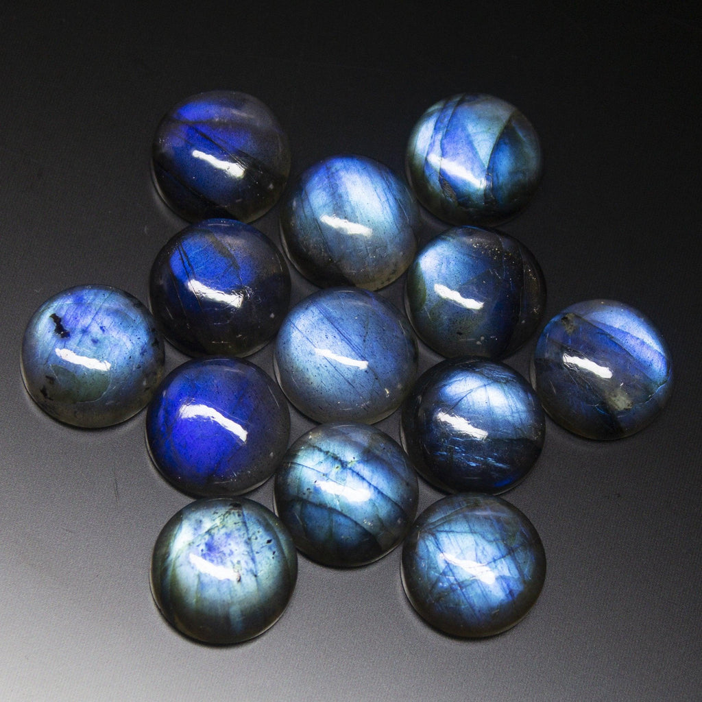 5 Matched Pair, Smooth Round Shape, 14mm Size Cabochons Labradorite Labrador - Jalvi & Co.