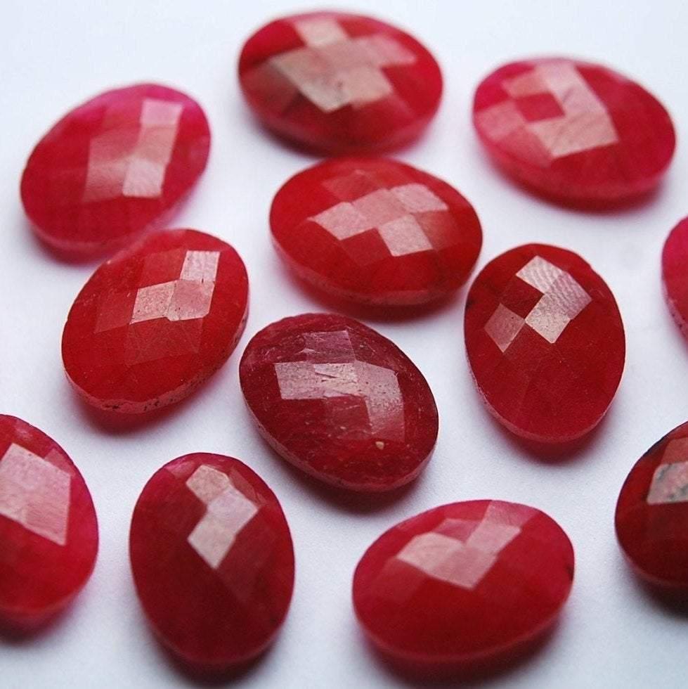 5 Matched Pair,Dyed Natural Ruby Faceted Oval Shape, 8X12mm Size. - Jalvi & Co.