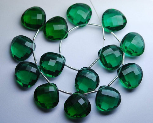 5 Matched Pair,Green Quartz Faceted Heart Shape Briolette, Size 14mm - Jalvi & Co.