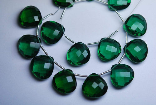 5 Matched Pair,Green Quartz Faceted Heart Shape Briolette, Size 14mm - Jalvi & Co.