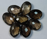 5 Matched Pair,No Drill Smoky Quartz Faceted Oval Shape Briolettes 13X18mm