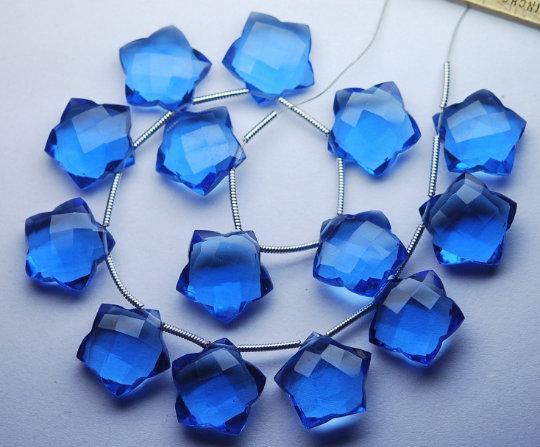 5 Matched Pairs Blue Quartz Faceted Star Shape Briolette Size 12mm Approx - Jalvi & Co.