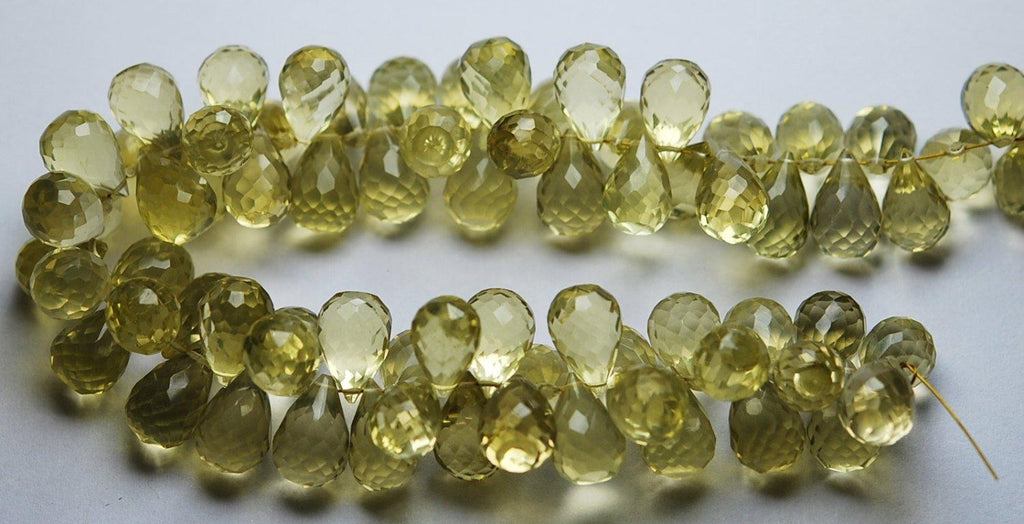 5 Matched Pairs Lemon Quartz Micro Faceted Tear Drops Size 8X12mm - Jalvi & Co.