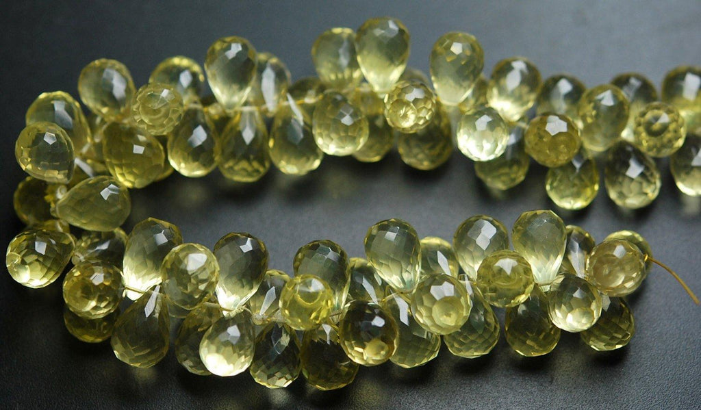 5 Matched Pairs Lemon Quartz Micro Faceted Tear Drops Size 8X12mm - Jalvi & Co.