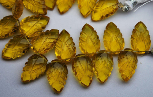 5 Matched Pairs Matched Pairs Citrine Colored Quartz Carving Faceted Pear Shape Briolette's, 8X12mm - Jalvi & Co.