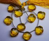 5 Matched Pairs Yellow Quartz Faceted Fancy Cushion Shape Briolette's, 12mm