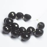 5 matching pair, 13mm, Natural Black Onyx Faceted Onion Drop Briolette Loose Gemstone Bead