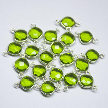 Load image into Gallery viewer, 5 matching pair, 16mm, Peridot Green Quartz Cushion Briolette 925 Sterling Silver Connector, Quartz Connector - Jalvi &amp; Co.