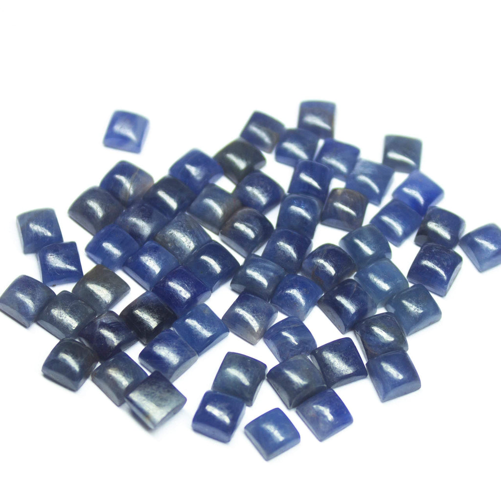 5 matching pair, 5mm, Natural Blue Sapphire Smooth Square Cabochon Loose Gemstones - Jalvi & Co.