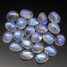 Load image into Gallery viewer, 5 matching pair, 8mm, Natural Rainbow Moonstone Smooth Oval Cabochon Shape Gemstone, Moonstone - Jalvi &amp; Co.