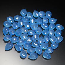 Load image into Gallery viewer, 5 Matching Pair Natural Blue Chalcedony Faceted Pear Drop Briolette Beads 10mm - Jalvi &amp; Co.