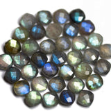 5 matching pair, Natural Blue Labradorite Faceted Cushion Beads 6mm