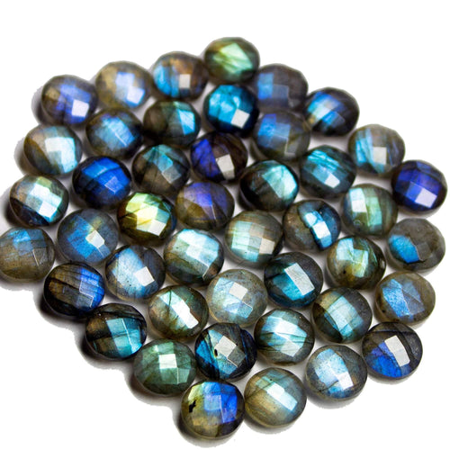 5 matching pair, Natural Blue Labradorite Faceted Round Beads 8mm - Jalvi & Co.