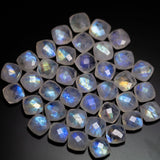 5 matching pair, Natural Blue Rainbow Moonstone Faceted Cushion Beads 8mm