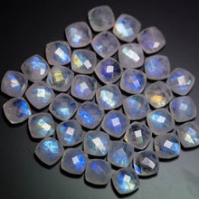 Load image into Gallery viewer, 5 matching pair, Natural Blue Rainbow Moonstone Faceted Cushion Beads 8mm - Jalvi &amp; Co.