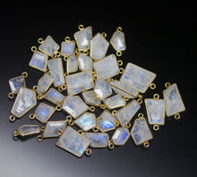 Load image into Gallery viewer, 5 pcs, 15-21mm, Moonstone Step Cut Shaped 925 Sterling Silver Connector, Jewelry Finding, Moonstone Connector - Jalvi &amp; Co.