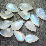 5 Pcs Of Super Rare,Blue Flashy Rainbow Moonstone Smooth Pear Shape Briolettes, 10X20mm Size,